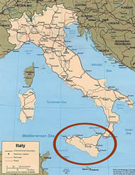 kaart Sicilië