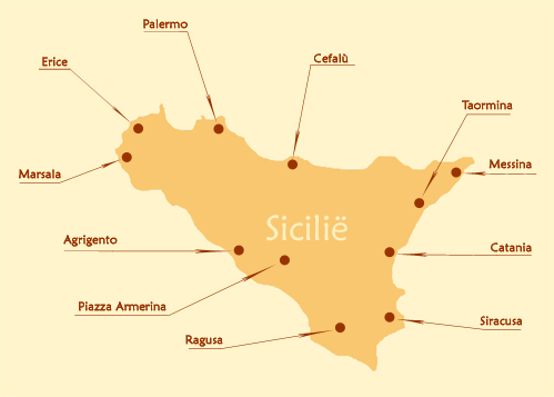 Kaart Sicilië